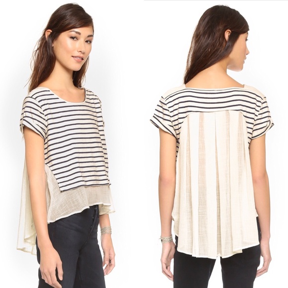 Free People Tops - Free People French Kiss Tee Navy Dune Combo